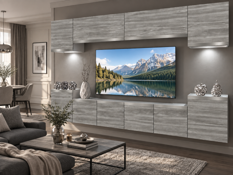 Meblościanka Prestige 300 cm TV/RTV szary antracyt grafitowy Producent IMP P Hepburn 4/5/W/GW1/0/0/SL