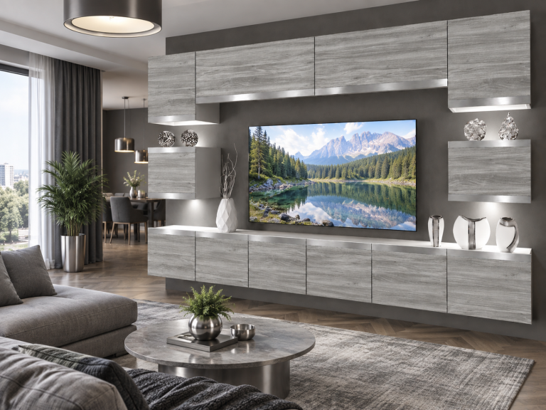 Meblościanka Prestige 300 cm TV/RTV szary antracyt grafitowy Producent IMP P Tarantino 3/5/W/GW1/0/0/SL