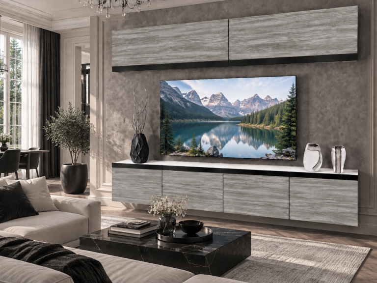 Meblościanka Prestige 200 cm TV/RTV szara antracyt grafitowa Producent IMP P Brando 6/5/W/GW1/0/0/CM