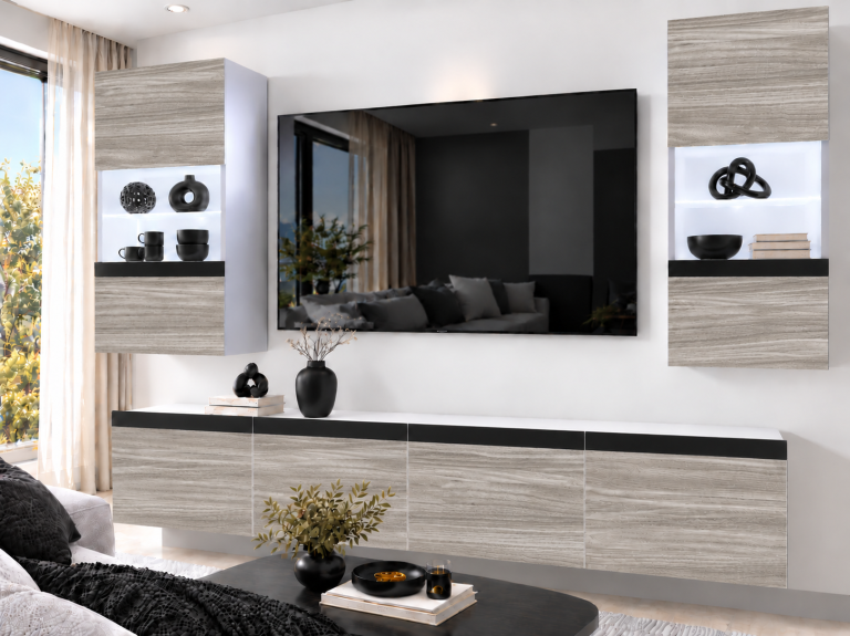 Meblościanka Prestige 200 cm TV/RTV szara antracyt grafitowa Producent IMP P Keanu 7/5/W/GW1/0/0/CM