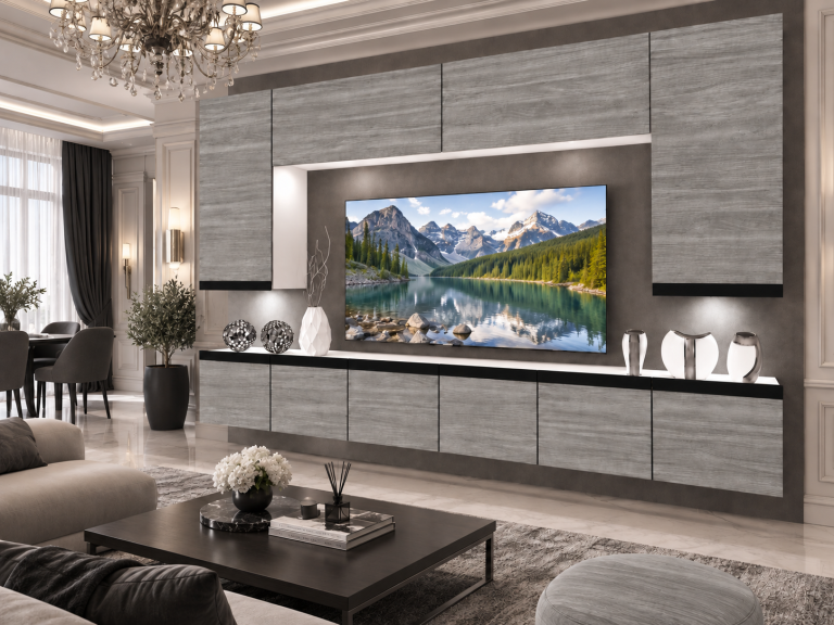 Meblościanka Prestige 300 cm TV/RTV szary antracyt grafitowy Producent IMP P Monroe 2/5/W/GW1/0/0/CM