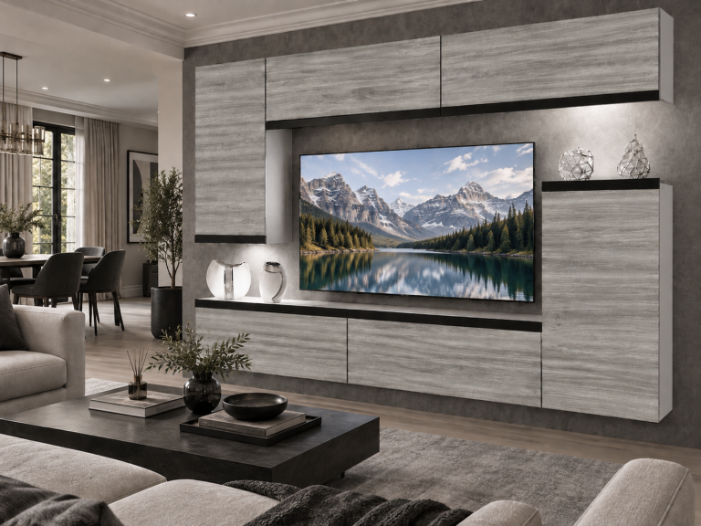 Meblościanka Prestige 250 cm TV/RTV szara antracyt grafitowa Producent IMP P Woody 8/5/W/GW1/0/0/CM