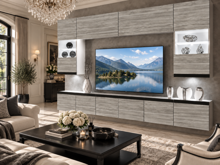 Meblościanka Prestige 300 cm TV/RTV szary antracyt grafitowy Producent IMP P1 Nolan 1/5/W/GW1/0/0/CM