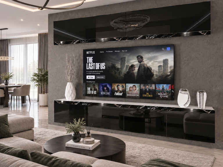 Meblościanka Prestige 200 cm TV/RTV czarna połysk Producent IMP P Brando 6/5/W/B/0/0/CS