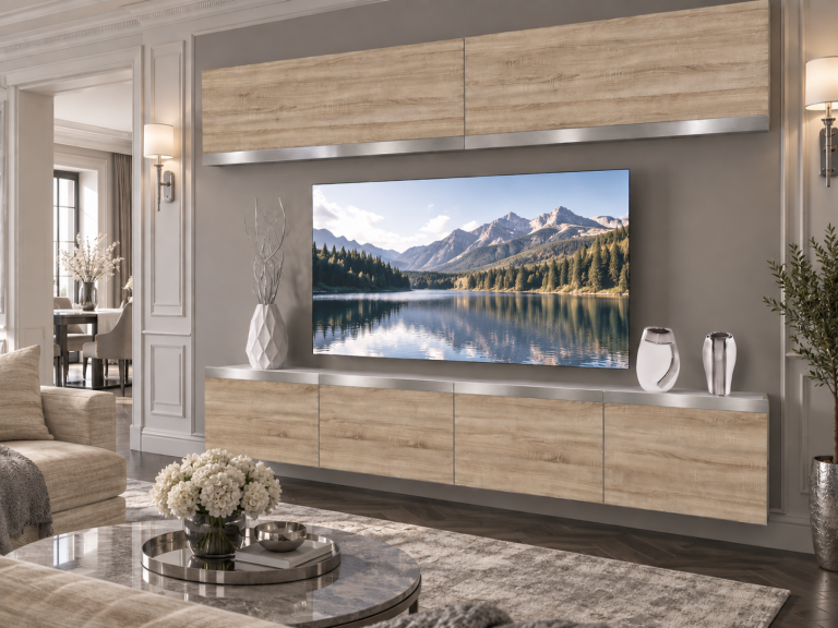 Meblościanka Prestige 200 cm TV/RTV dębowa dąb wotan dąb sonoma Producent IMP P Brando 6/5/W/DS/0/0/SL