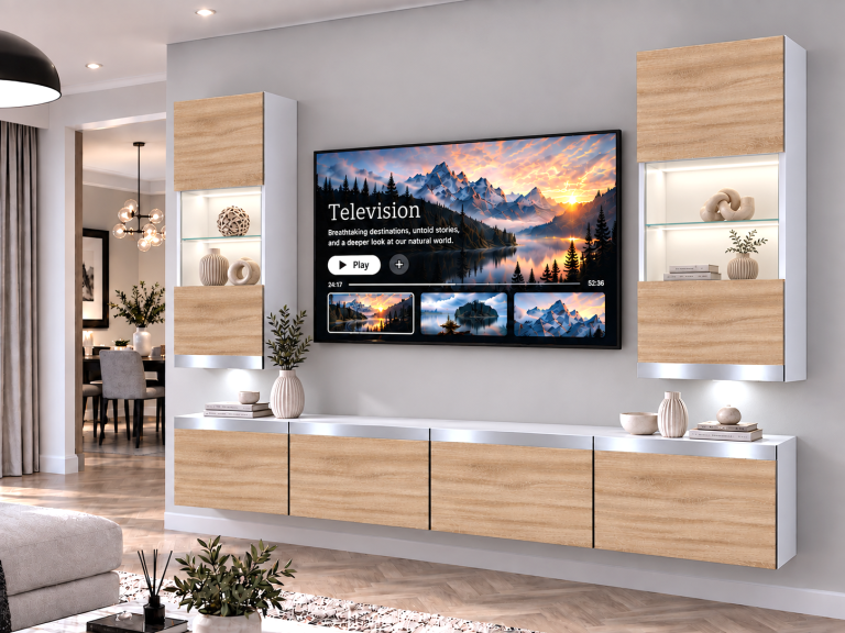 Meblościanka Prestige 200 cm TV/RTV dębowa dąb wotan dąb sonoma Producent IMP P Keanu 7/5/W/DS/0/0/SL