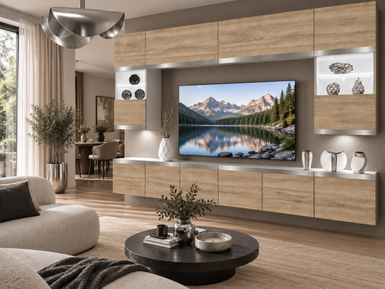 Meblościanka Prestige 300 cm TV/RTV dębowa dąb wotan dąb sonoma Producent IMP P2 Nolan 1/5/W/DS/0/0/SL