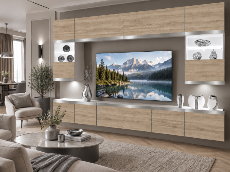 Meblościanka Prestige 300 cm TV/RTV dębowa dąb wotan dąb sonoma Producent IMP P2 Nolan 1/5/W/DS/0/0/SL