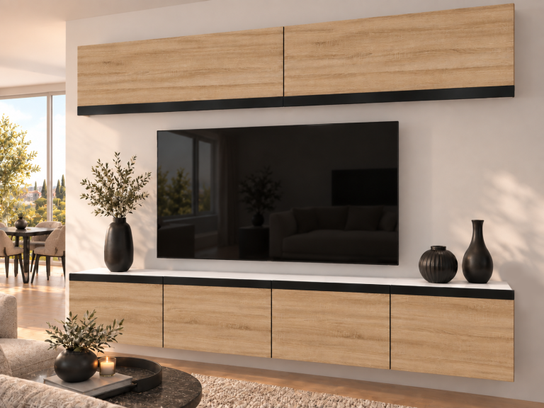Meblościanka Prestige 200 cm TV/RTV dębowa dąb wotan dąb sonoma Producent IMP P Brando 6/5/W/DS/0/0/CM
