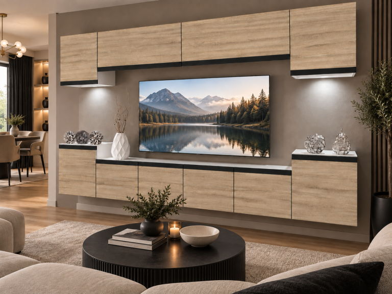 Meblościanka Prestige 300 cm TV/RTV dębowa dąb wotan dąb sonoma Producent IMP P Hepburn 4/5/W/DS/0/0/CM