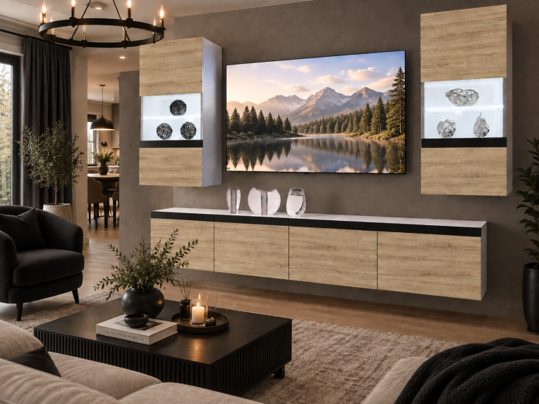 Meblościanka Prestige 200 cm TV/RTV dębowa dąb wotan dąb sonoma Producent IMP P Keanu 7/5/W/DS/0/0/CM
