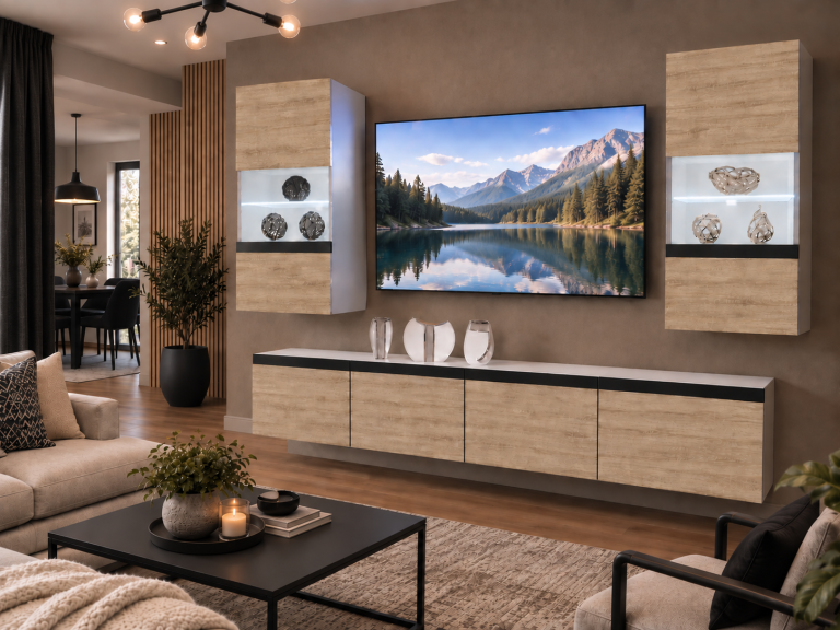 Meblościanka Prestige 200 cm TV/RTV dębowa dąb wotan dąb sonoma Producent IMP P Keanu 7/5/W/DS/0/0/CM