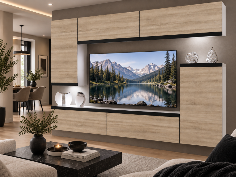 Meblościanka Prestige 250 cm TV/RTV dębowa dąb wotan dąb sonoma Producent IMP P Woody 8/5/W/DS/0/0/CM