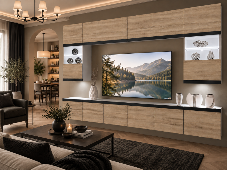 Meblościanka Prestige 300 cm TV/RTV dębowa dąb wotan dąb sonoma Producent IMP P2 Nolan 1/5/W/DS/0/0/CM