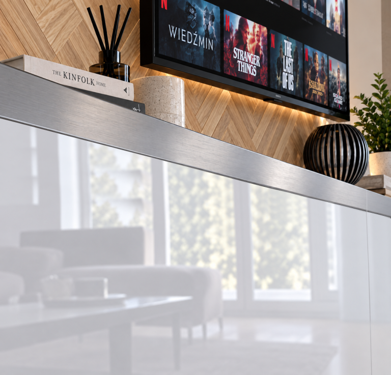 Meblościanka Prestige 300 cm TV/RTV czarna heban Producent IMP P Monroe 2/5/W/HK/0/0/SL