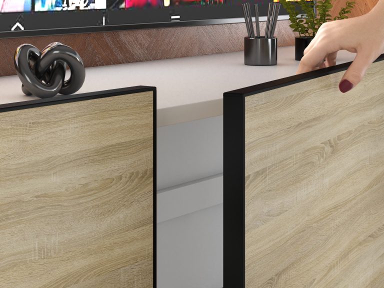 Meblościanka Linea 300 cm TV/RTV dębowa dąb wotan dąb sonoma Producent IMP L Nolan 1/5/W/DS/0/0