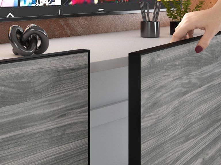 Meblościanka Linea 200 cm TV/RTV szara antracyt grafitowa Producent IMP L Brando 6/5/W/GW1/0/0