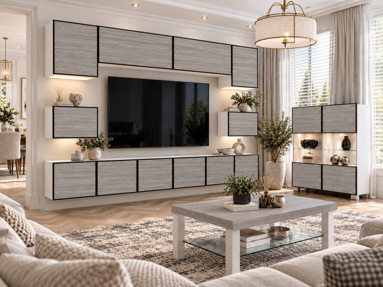 Wohnwand Linea 300 cm TV/RTV grau anthrazit graphit Produzent IMP L Tarantino 3/5/W/GW1/0/0