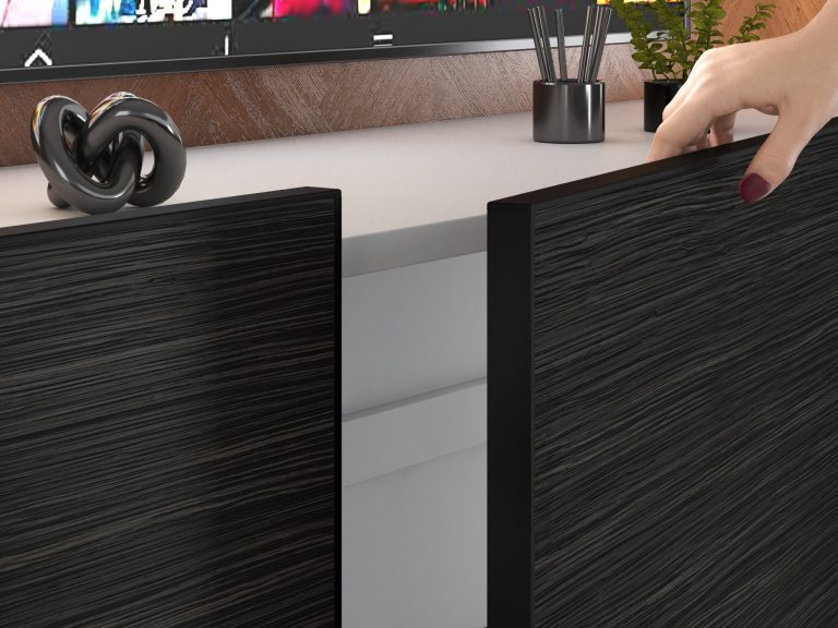 Meblościanka Linea 300 cm TV/RTV czarna heban Producent IMP L Pacino 5/5/W/HK/0/0
