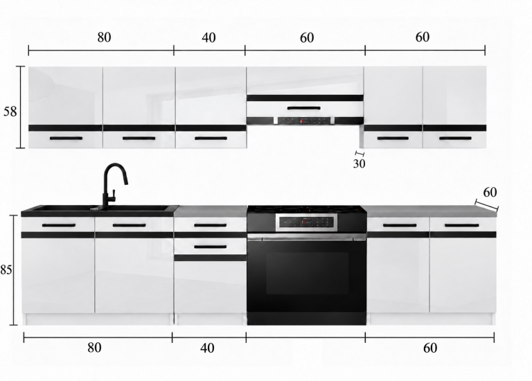 Meble kuchenne Prestige 240 cm biały mat bez blatu Producent TOR P Salvador/0/WT/WT/BB/0/SL