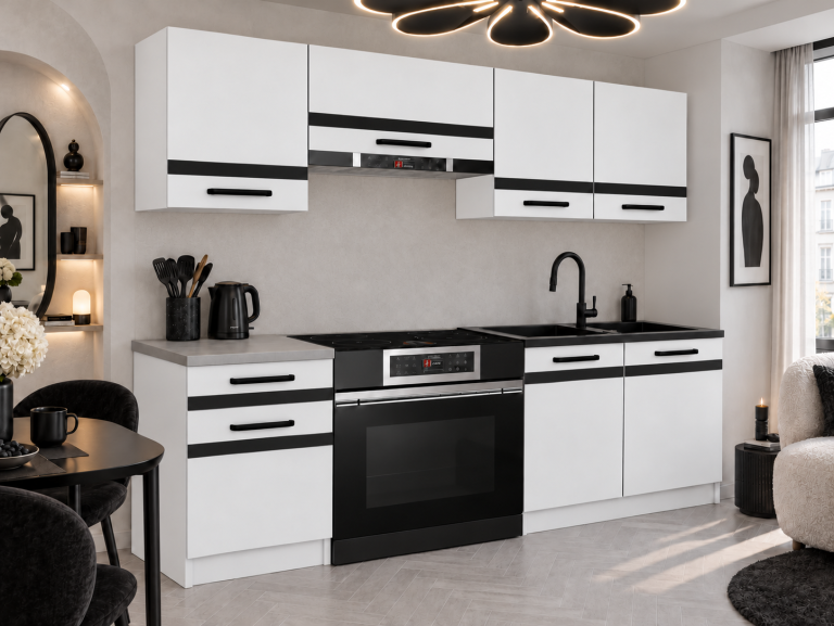 Meble kuchenne Prestige 180 cm biały mat bez blatu Producent TOR P Leonardo/0/WT/WT/BB/A1/CM