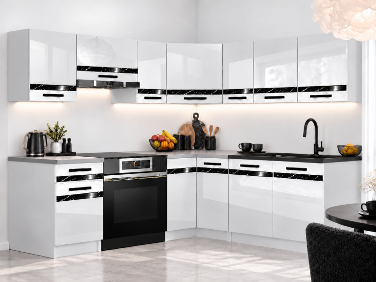 Meble kuchenne Prestige 360 cm biały połysk bez blatu Producent INF P Pablo/0/WT/W/BB/A1/CS