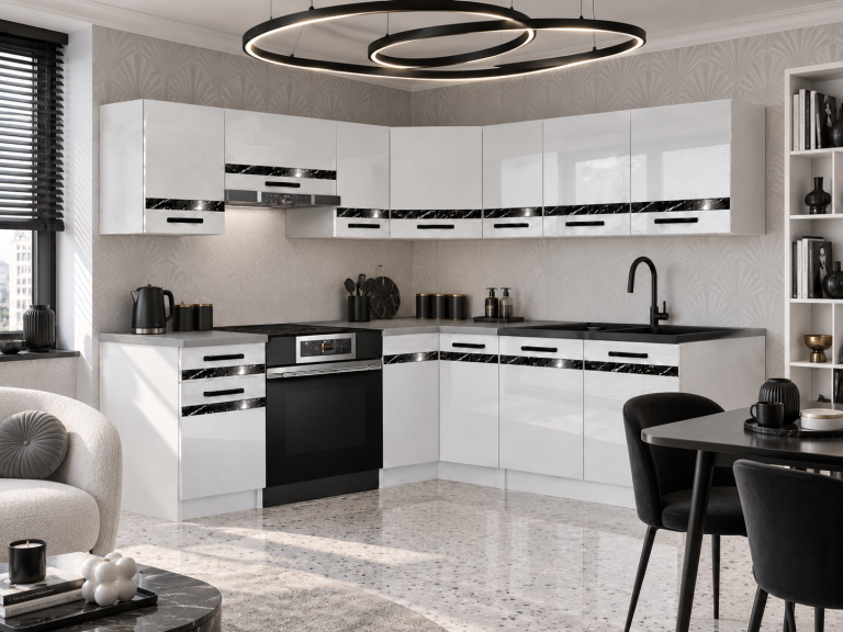 Meble kuchenne Prestige 360 cm biały połysk bez blatu Producent INF P Pablo/0/WT/W/BB/A1/CS