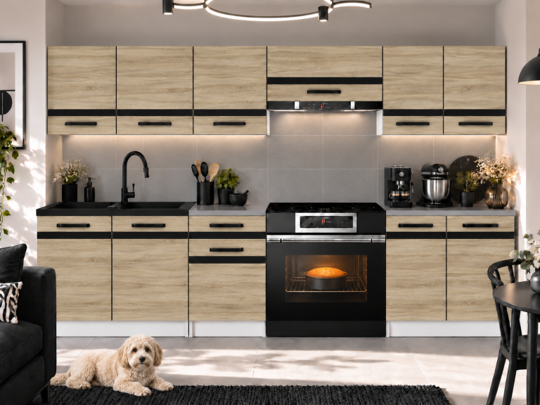Meble kuchenne Prestige 240 cm dąb sonoma bez blatu Producent TOR P Salvador/0/WT/DS/BB/0/CM