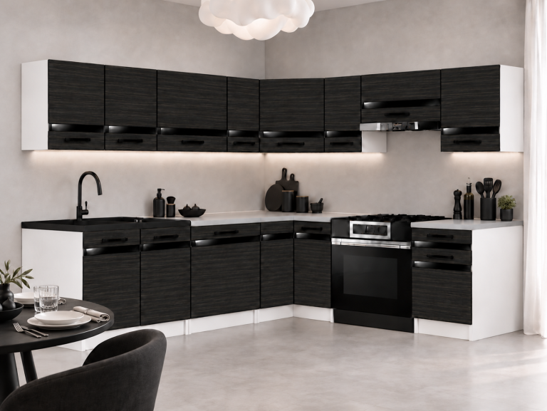 Küchenmöbel Prestige 420 cm Königsebenholz mit Arbeitsplatte Hersteller TOR P Gustav/0/WT/HK/0/A1/CP