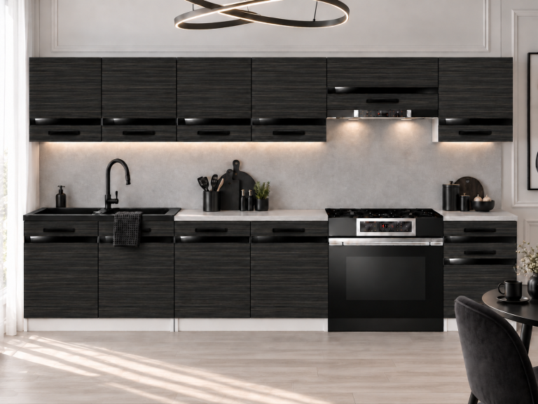 Meble kuchenne Prestige 260 cm heban królewski bez blatu Producent TOR P Frida/0/WT/HK/BB/A1/CP