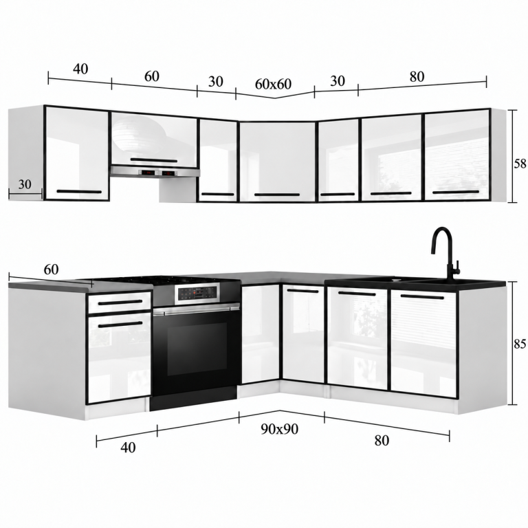 Küchenmöbel Linea 360 cm Wotan-Eiche ohne Arbeitsplatte Hersteller TOR L Pablo/0/WT/DW/BB/0