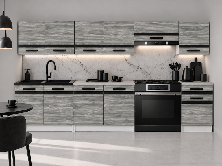 Küchenmöbel Prestige 260 cm Glamour Wood mit Arbeitsplatte Hersteller TOR P Frida/0/WT/GW1/0/0/CM