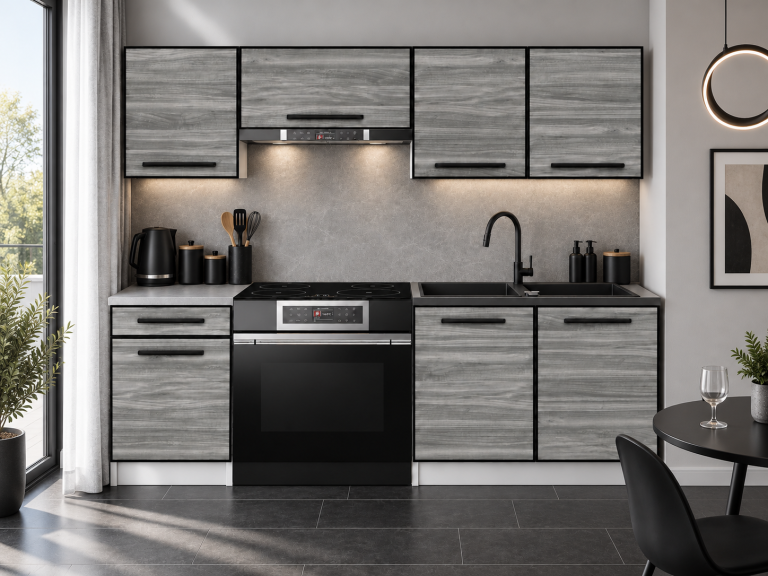 Küchenmöbel Linea 180 cm Glamour Wood mit Arbeitsplatte Hersteller TOR L Leonardo/0/WT/GW1/0/0