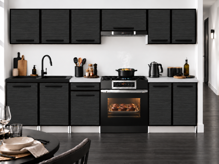 Küchenmöbel Linea 240 cm Königsebenholz mit Arbeitsplatte Hersteller TOR L Salvador/0/WT/HK/0/A1