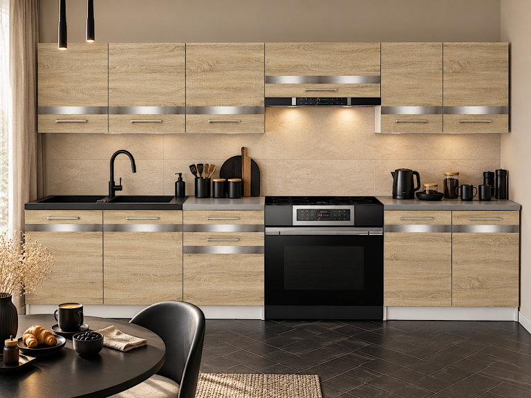 Meble kuchenne Prestige 240 cm dąb sonoma bez blatu Producent TOR P Salvador/0/WT/DS/BB/C1/SL