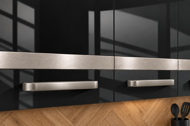 Meble kuchenne Prestige 260 cm czarny połysk bez blatu Producent INF P Frida/0/WT/B/BB/C1/SL