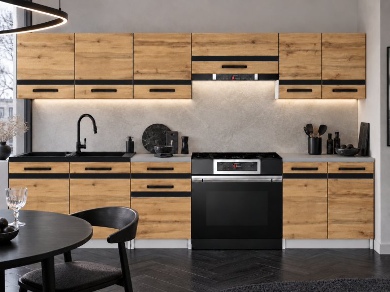Meble kuchenne Prestige 240 cm dąb wotan bez blatu Producent TOR P Salvador/0/WT/DW/BB/0/CM